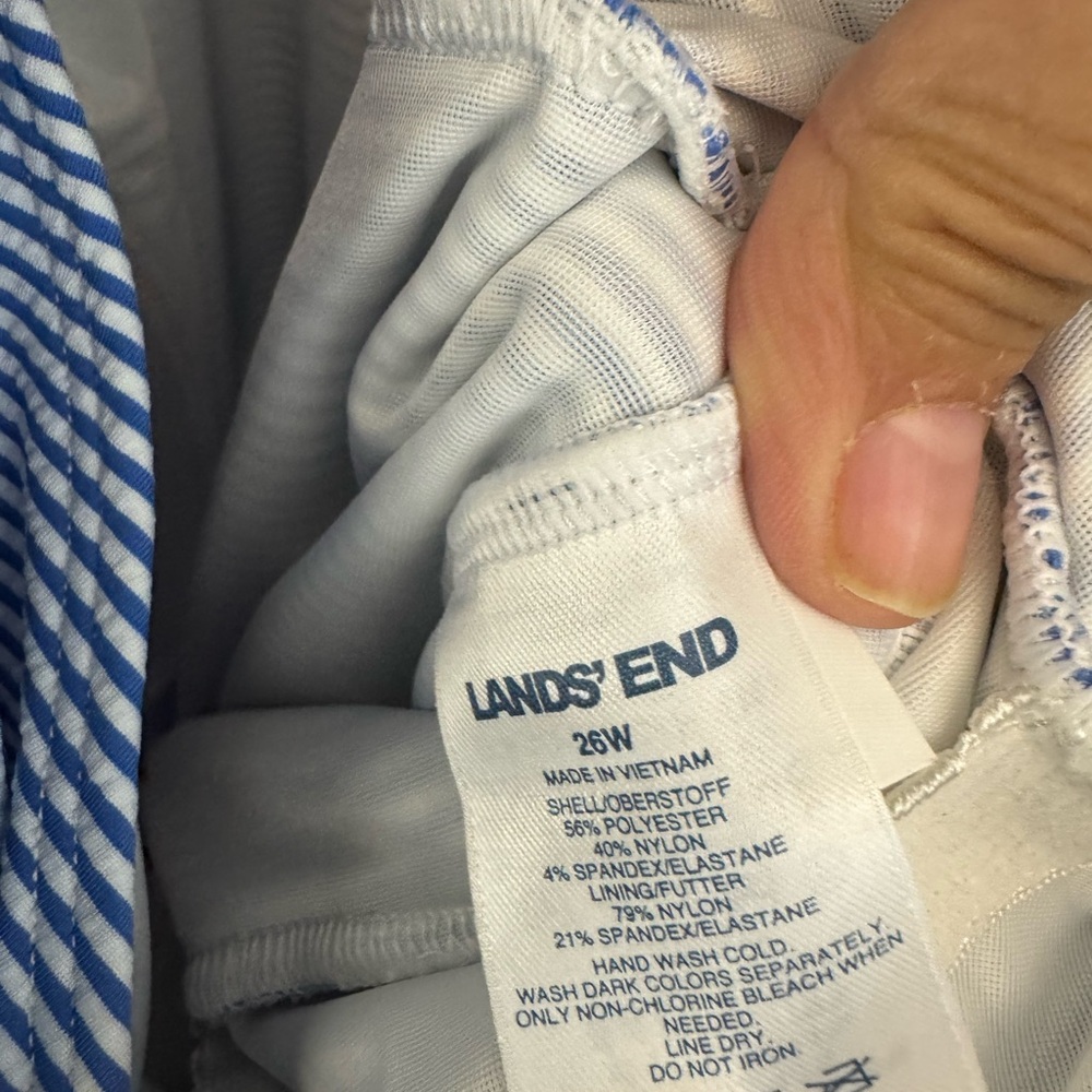 Lands' End 26W blue/white pinstriped swimsuit - Picture 8 of 9